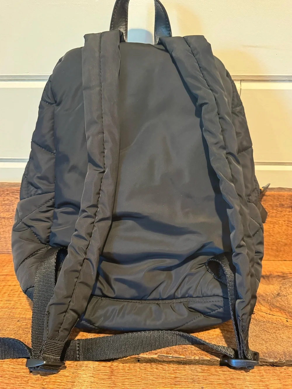 Marc Jacobs Black Quilted Nylon Backpack with Gold Plate